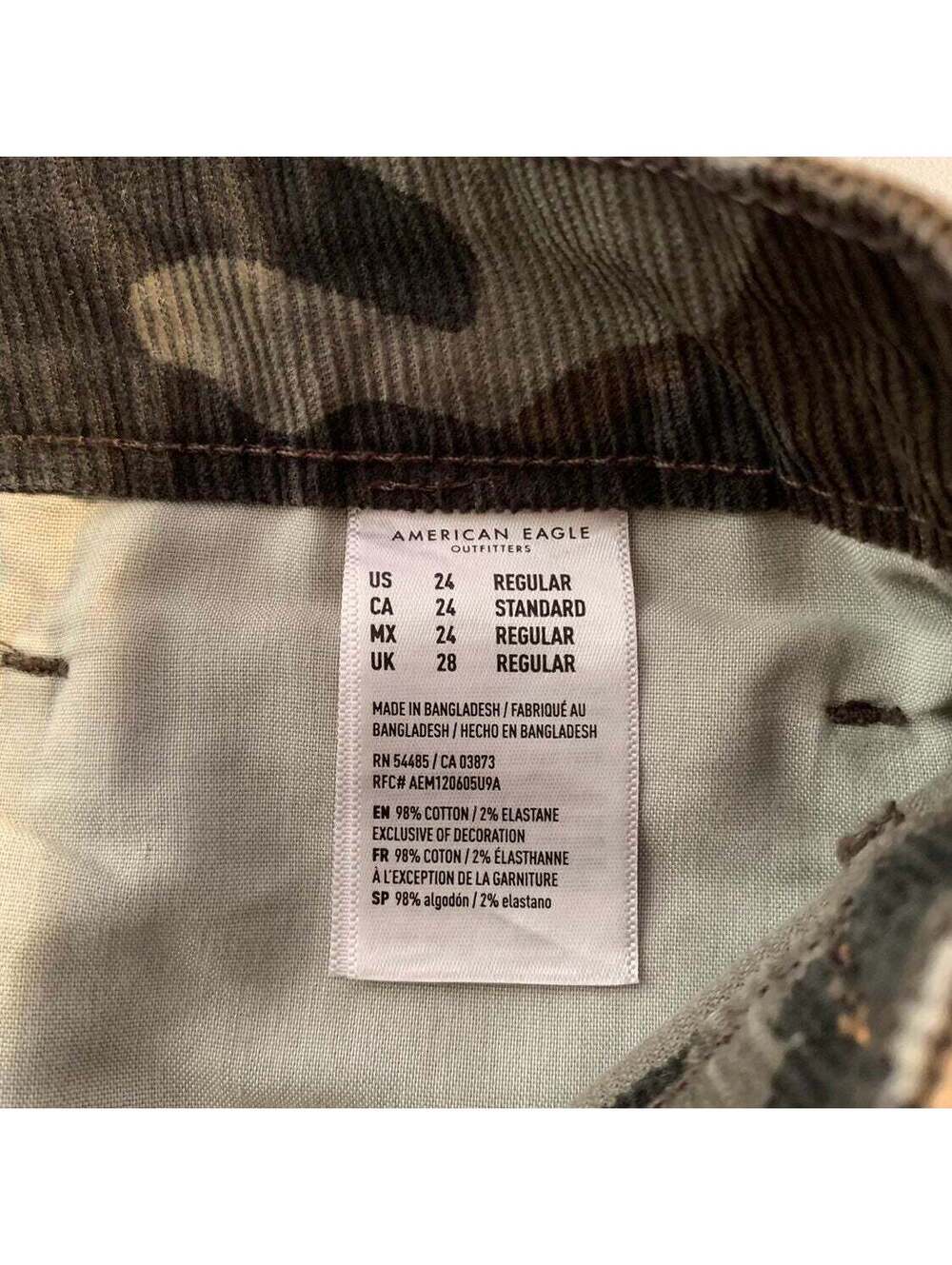 American Eagle Women's Plus Size 24 High Waist Corduroy Camo Mom Jeans - New w/ - Picture 8 of 11